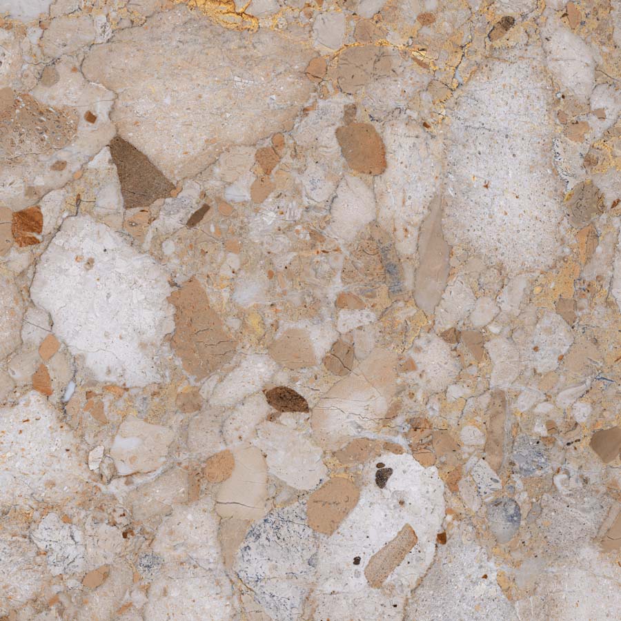 Fliese Terrazzo-Steinoptik beige glänzend 60x60 cm "Veni Gold" rektifiziert
