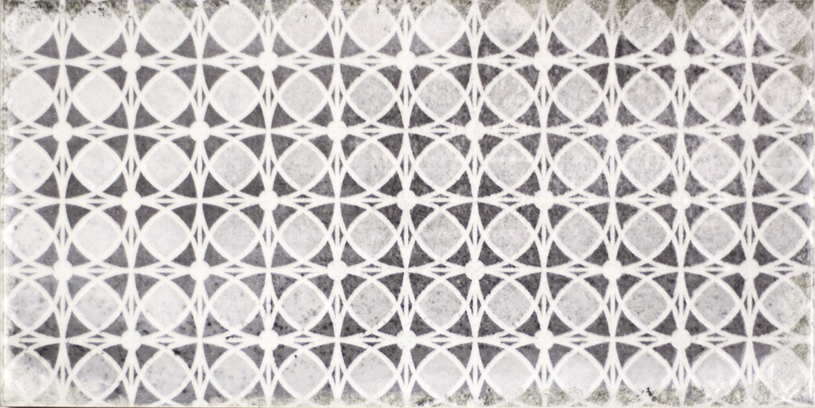 Dekorfliese Mix mediterran Retro Vintage grau glänzend Vita Nebbia Decor Mix Fabresa