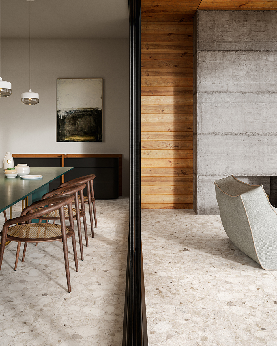 Fliese Terrazzo-Steinoptik creme matt kalibriert Venistone Ivory Sant Agostino