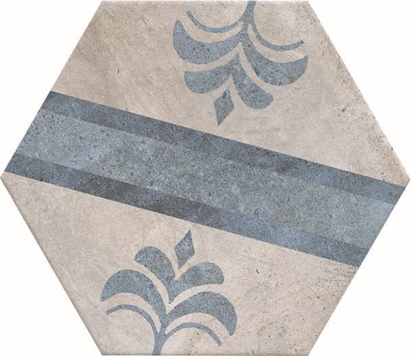 Fliese Sechseck Hexagon Dekor mix Vintage 24x27,7cm "New Orleans French Quarter Bourbon" CIR