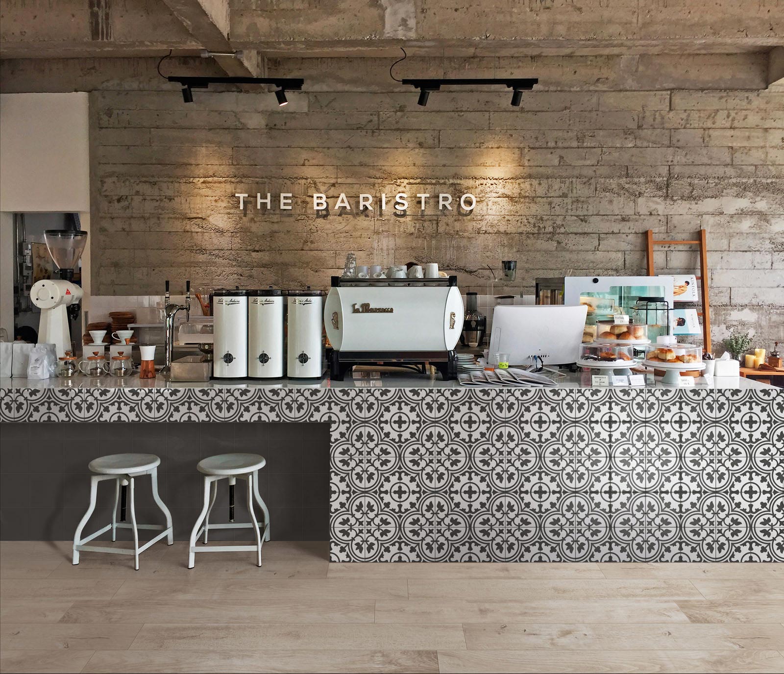 Fliese Zementoptik schwarz 20x20 Feinsteinzeug "Contrasti Antracite" Ragno by Marazzi