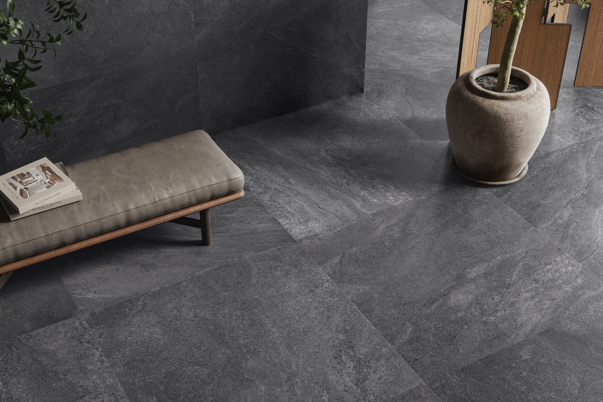 Bodenfliese Natursteinoptik Sant Agostino Bergstone Black Steinoptik dunkelgrau schwarz