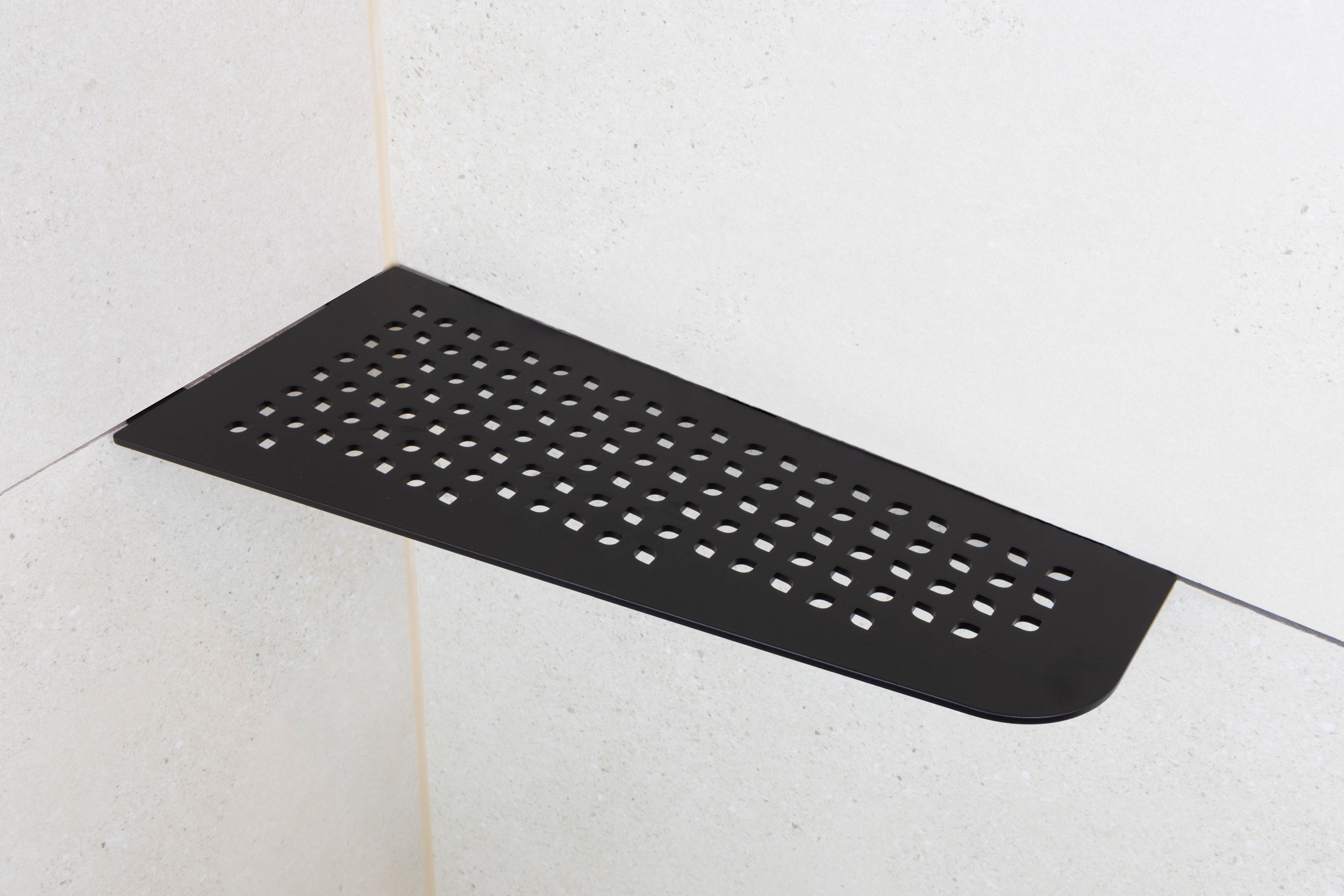 Fliesenprofi Duschablage Edelstahl Board schwarz Eckregal Duschregal lang