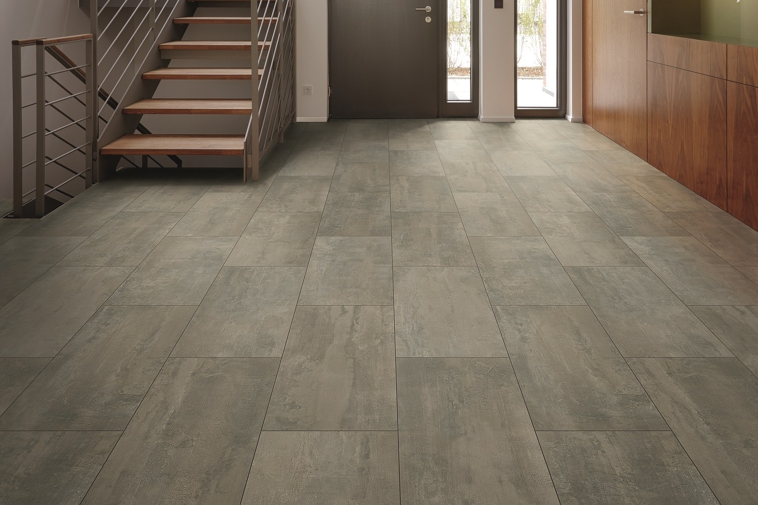 Laminat Steinoptik Industrial Grey Fliesenoptik Stein grau Laminatboden mit Kork-Trittschalldämmung