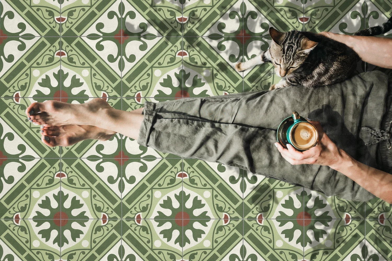 Aparici Terrassenplatte Altea Corbeta grüne Terrassenfliese mit Retro-Muster