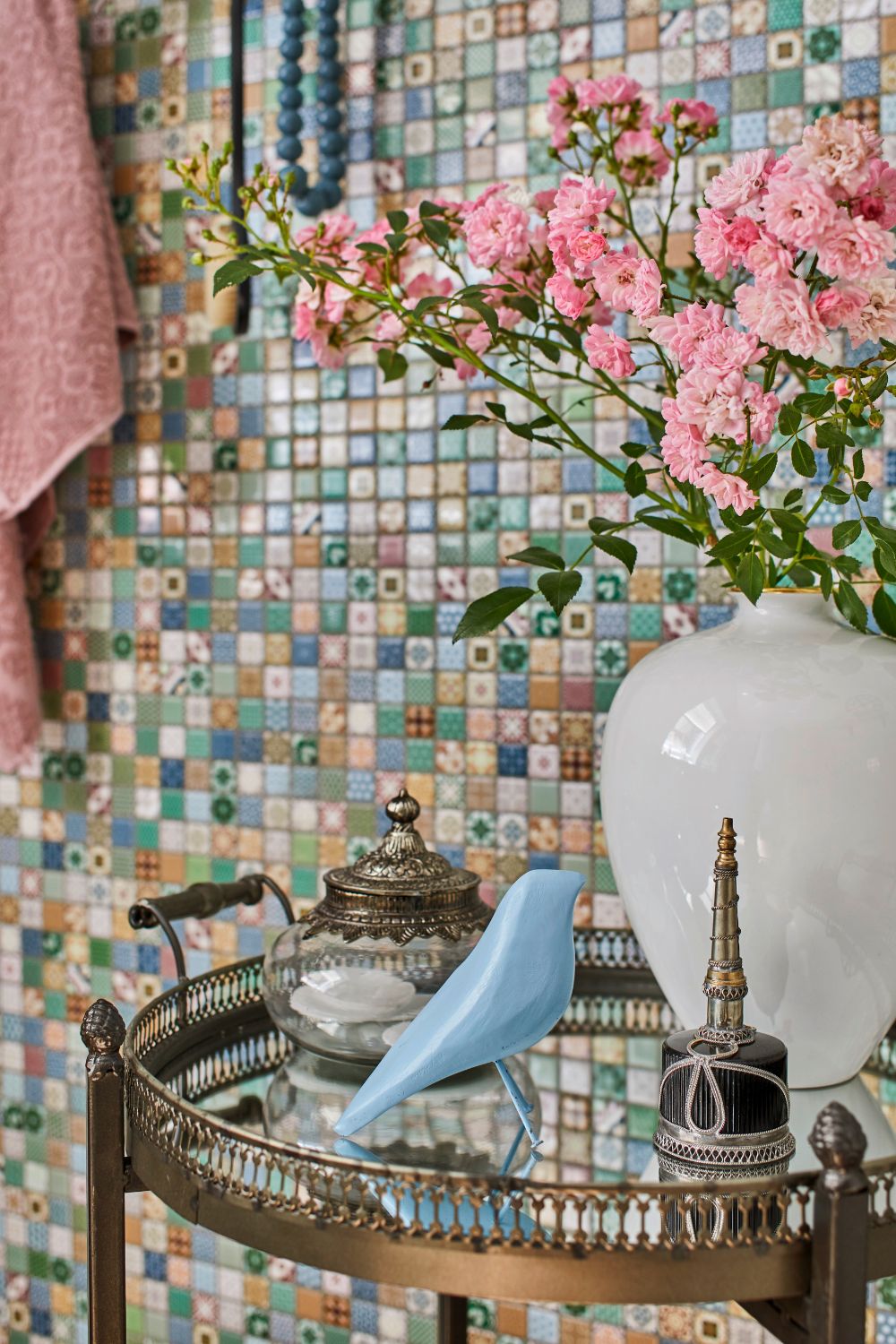 Mosaikfliesen Retro-Dekor bunt matt 30x30 cm netzverklebt