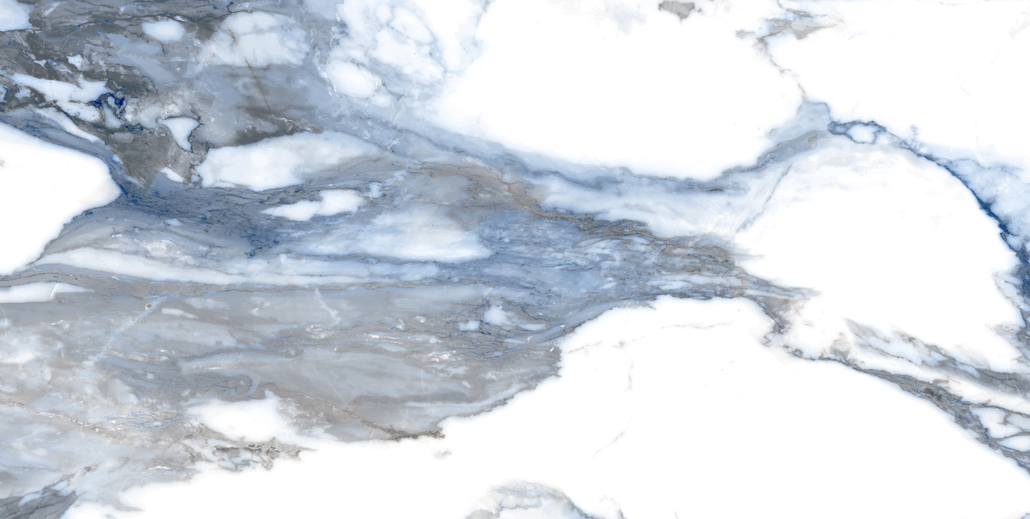 Fliese blau marmoriert Paonazzetto-Marmor-Optik poliert kalibriert Crash Blue