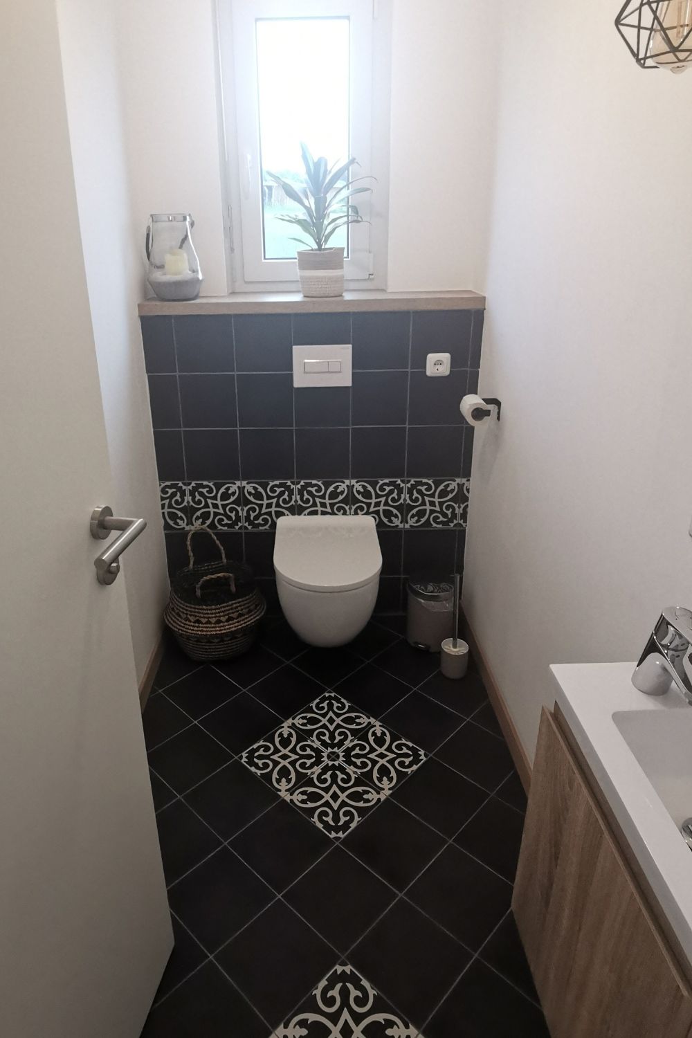 Fliese Patchwork Dekor Zementoptik schwarz weiß 20x20 cm "Contrasti Tappeto 7" Ragno by Marazzi