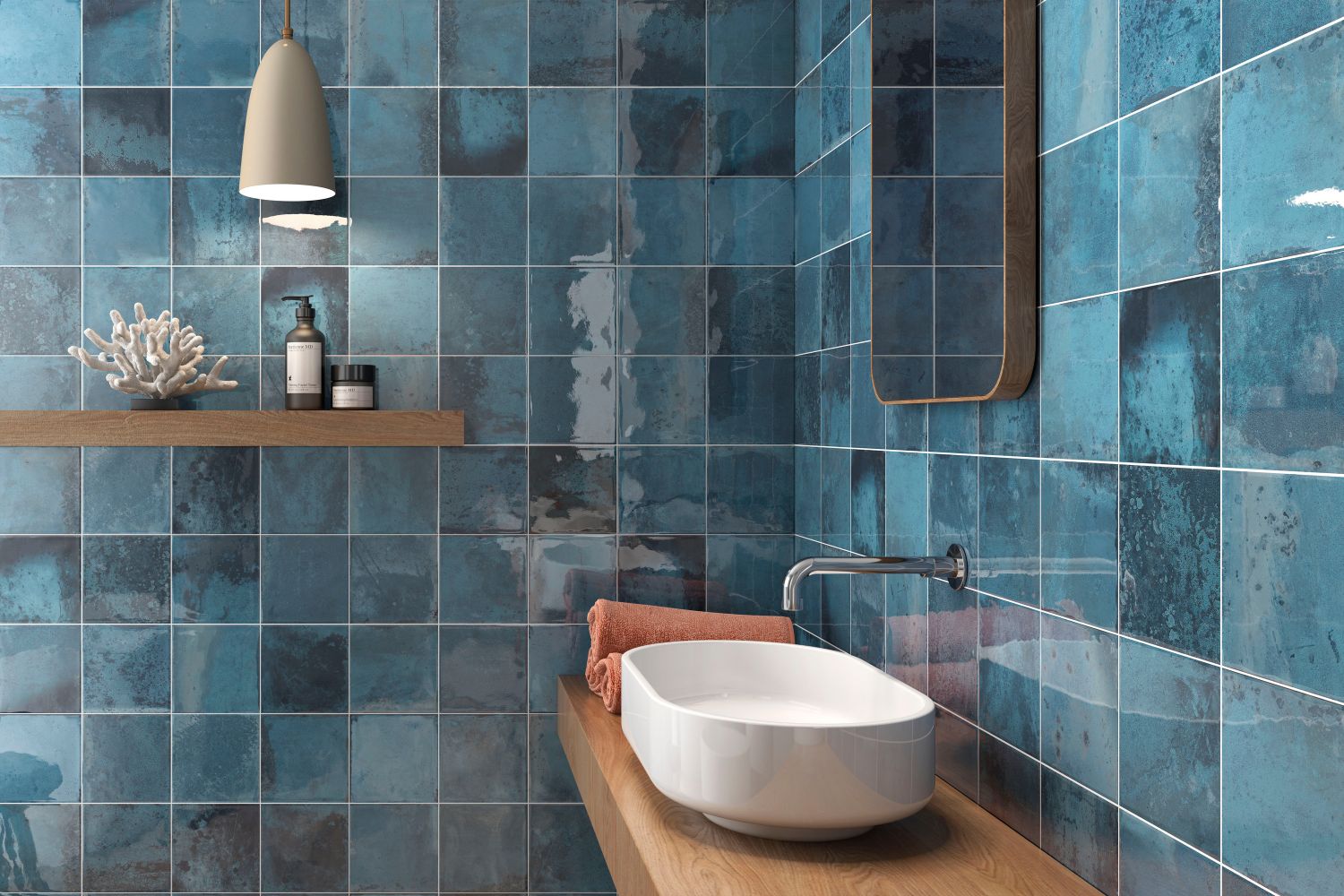 Wandfliesen Fliesen Provence Ocean für Badezimmer blau Vintage-Retro