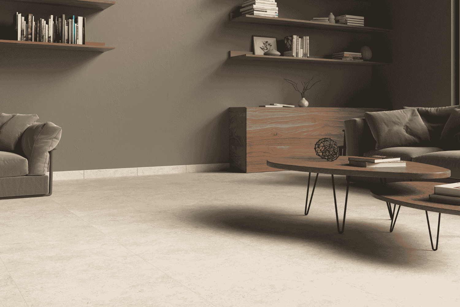 Fliese Steinoptik beige poliert "Babilon Beige" Feinsteinzeug rektifiziert