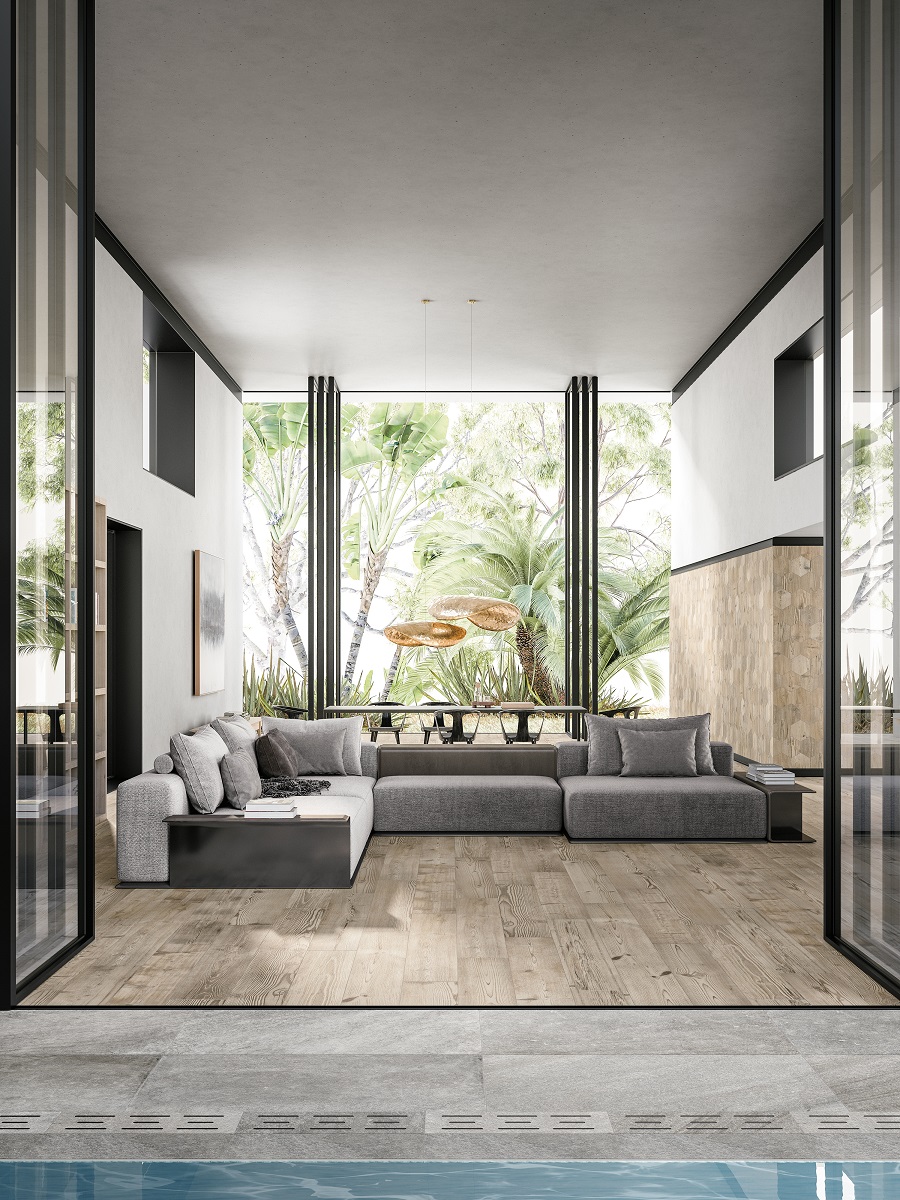 Fliese Holzoptik rustikal hellbraun kalibriert Cortina Natural