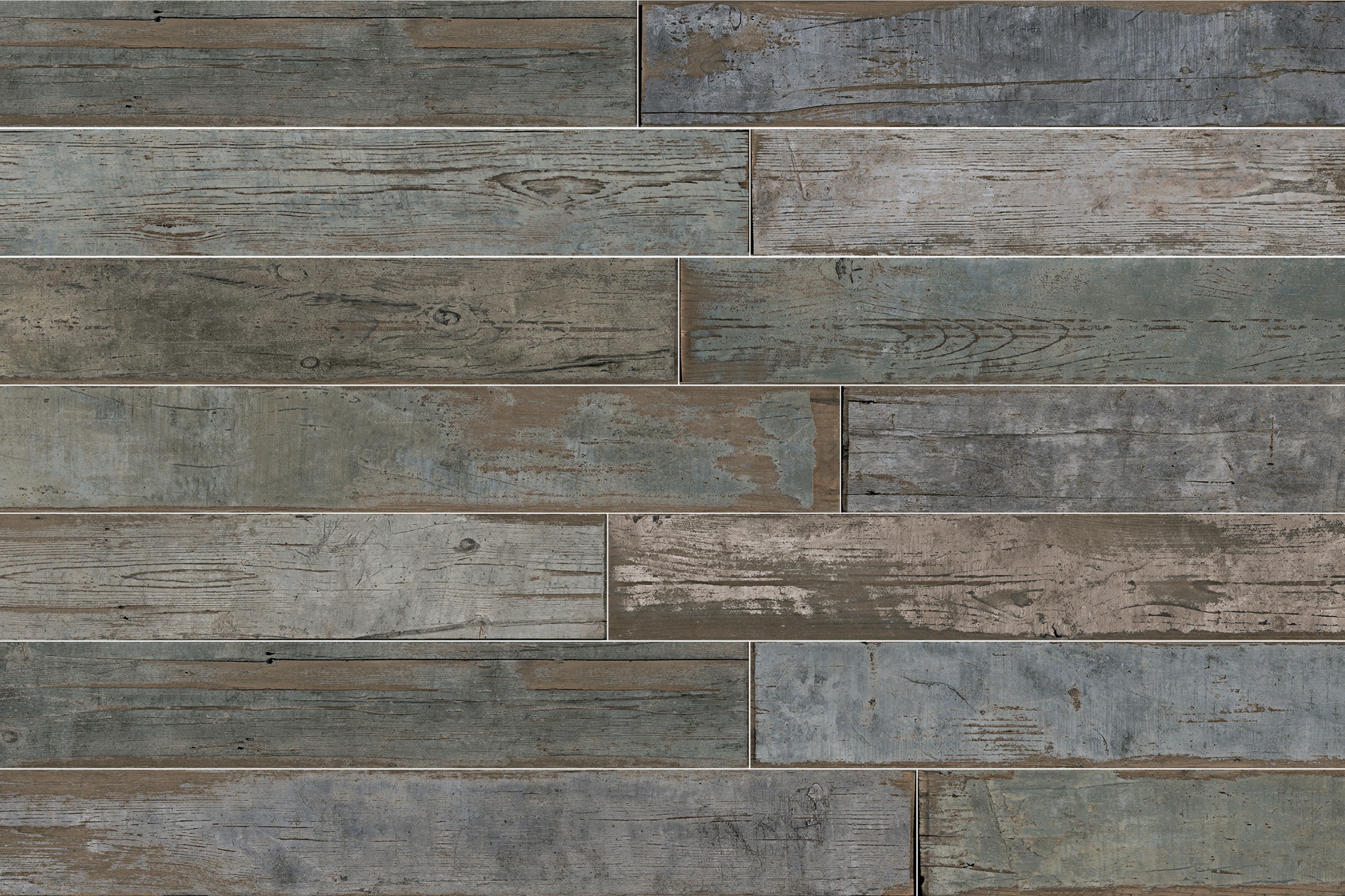 Fliese Vintage Holzoptik Blendart Mix Sant Agostino 15x120 cm Bodenfliese rustikal Scrapwood grau-braun-blau