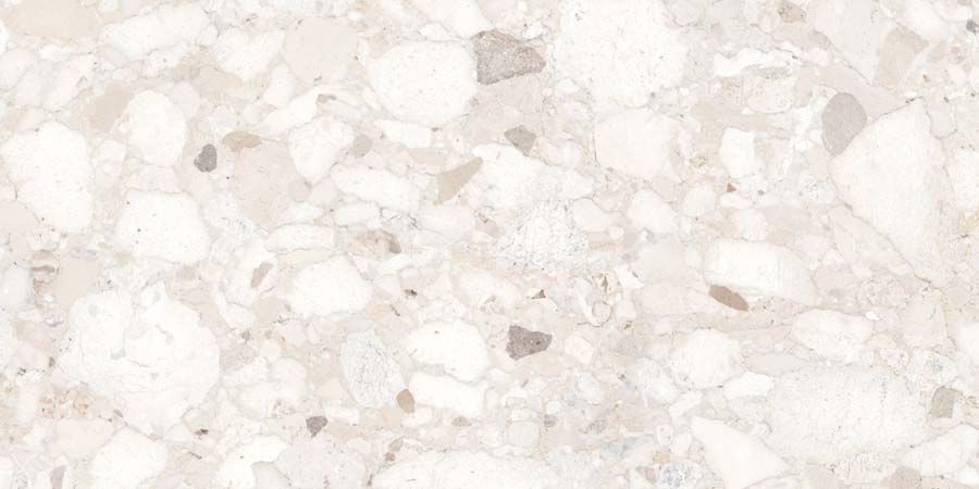 Terrassenplatte Terrazzo-Steinoptik creme 60x120 cm "Venistone Ivory" Feinsteinzeug 2 cm rektifiziert