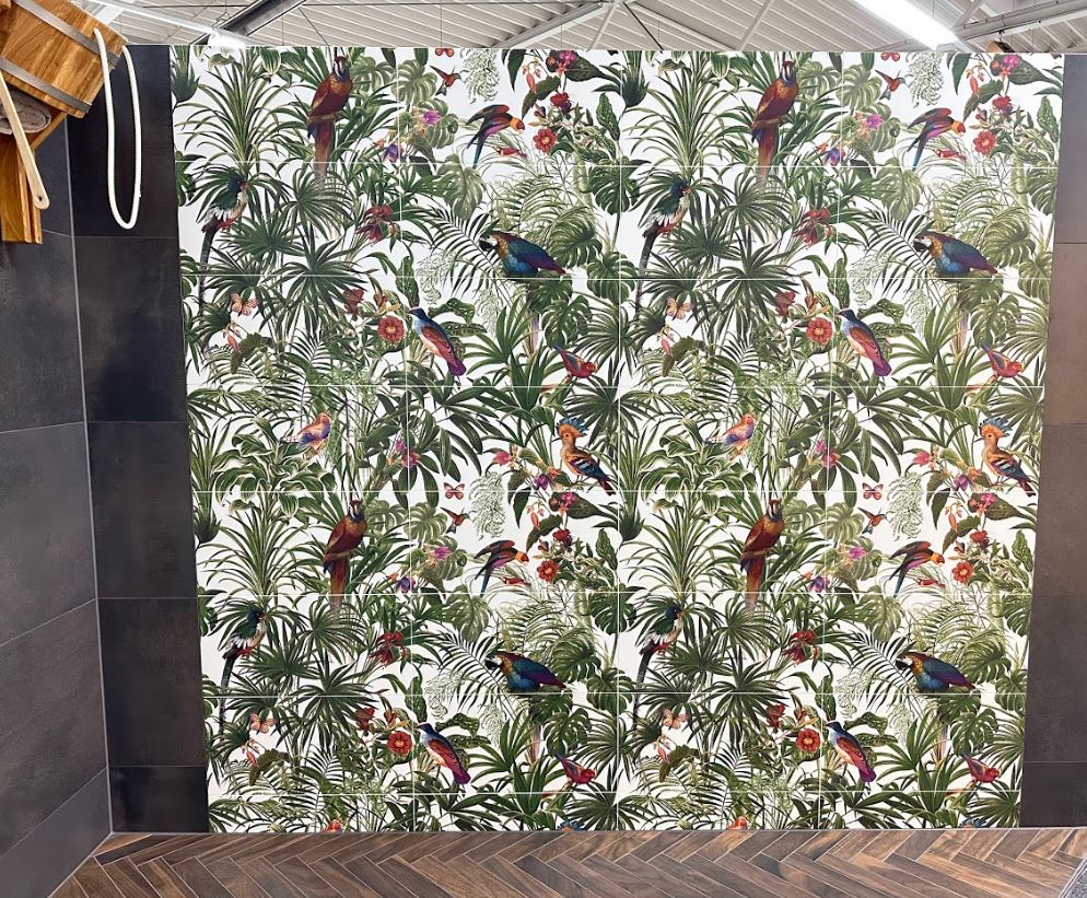 Dekorfliese Urban Jungle Wandbild Dschungel matt "Pantanal" | Set aus 8 Teilen á 30x60 cm