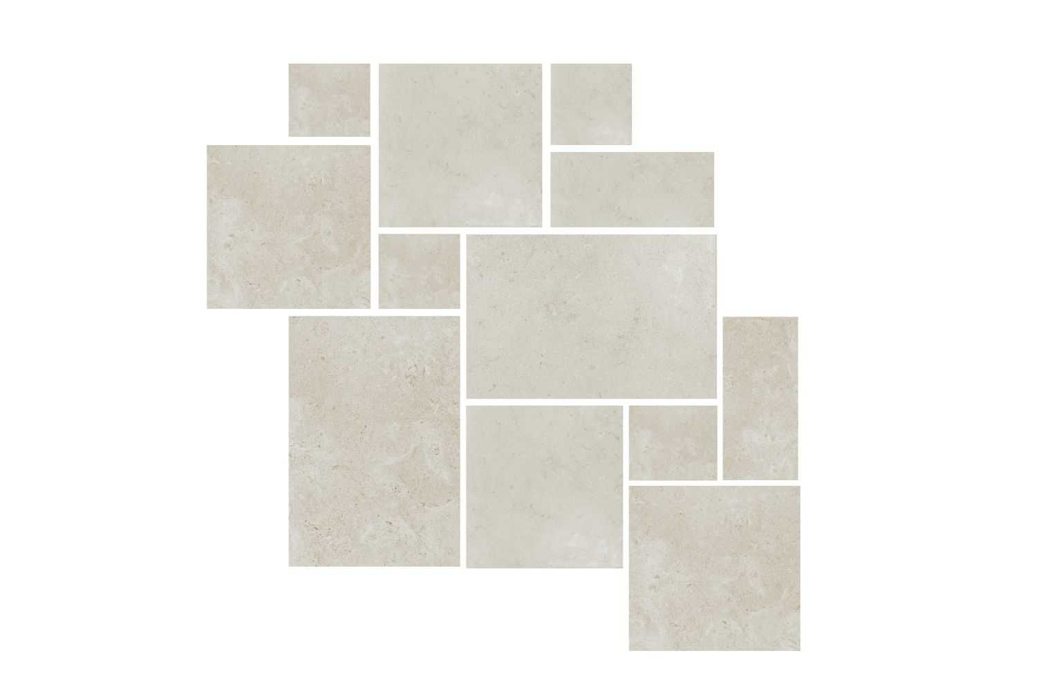 Bodenfliesen-Set Römischer Verband Natursteinoptik | fertiges Set mit verschiedenen Größen | "Contrada Valente Apulia"