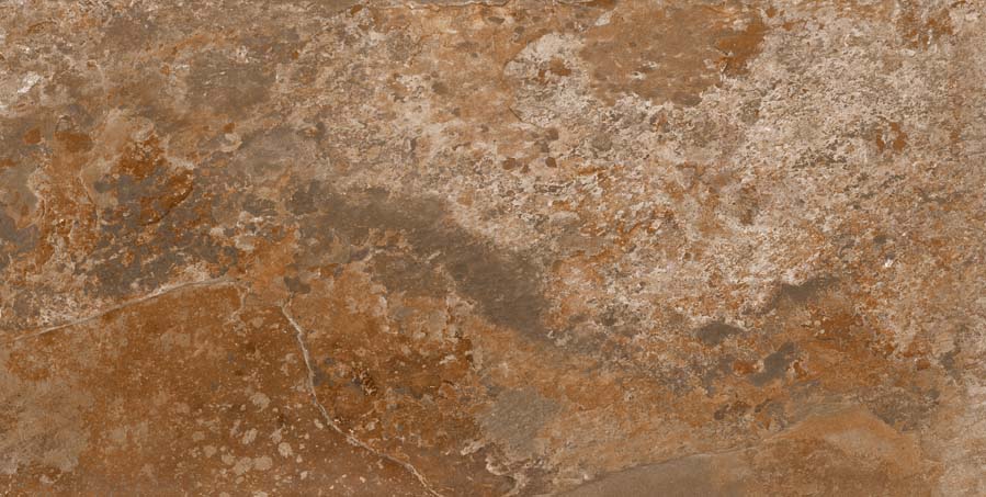 Fliese Steinoptik rustikal orange rot "Bor Oxido" rektifiziert