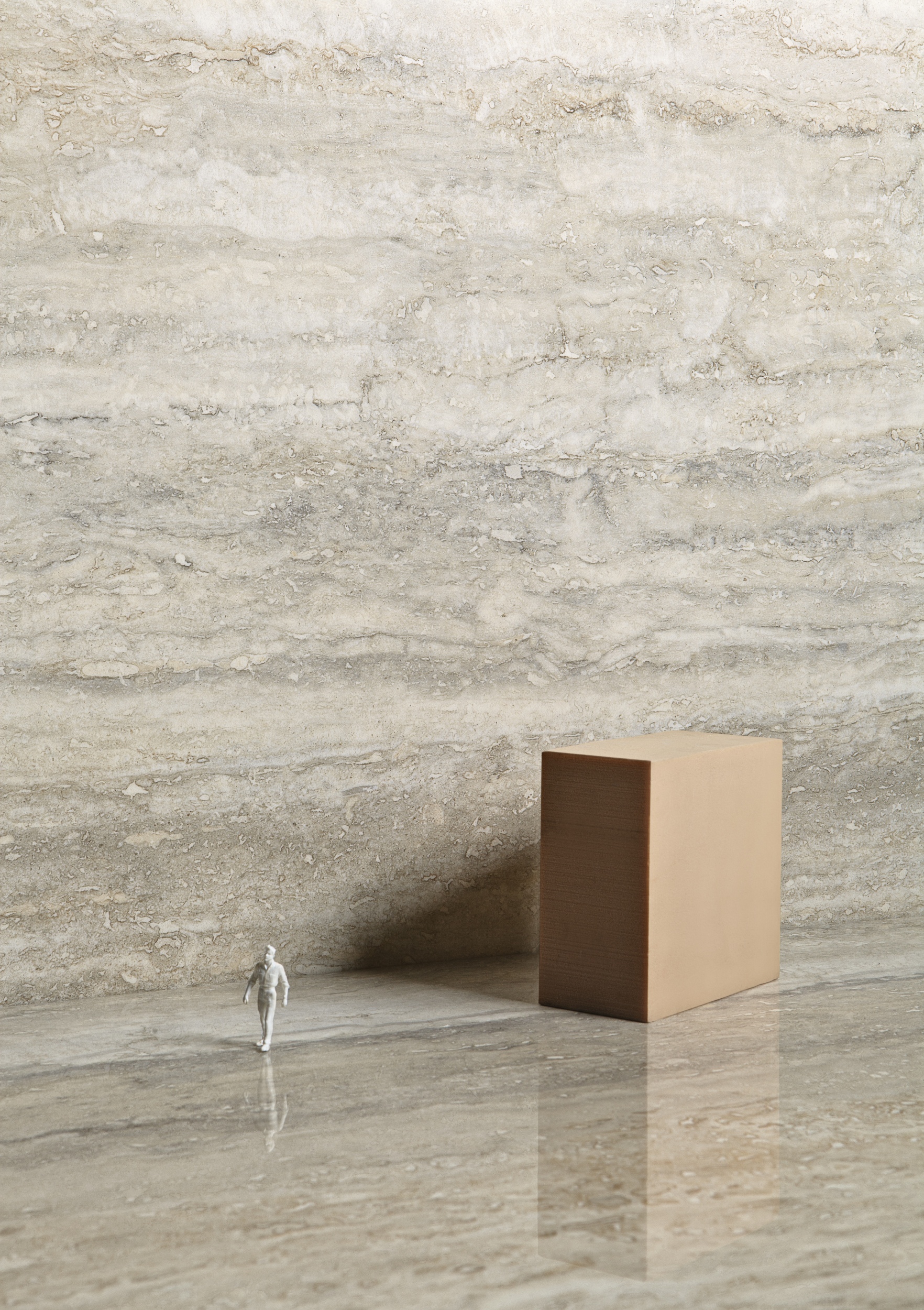 Fliese Travertin-Steinoptik Invictus Beige Kristall glänzend Sant Agostino Ambiente Bodenfliesen