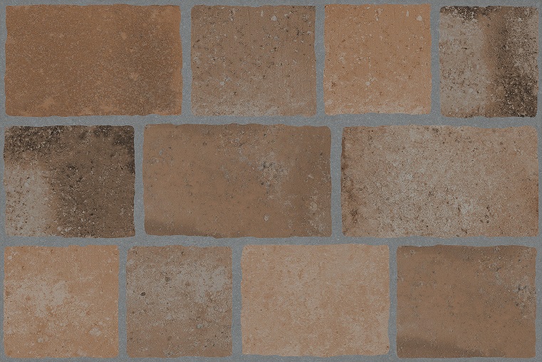 Fliese in Ziegeloptik mit Römerverband-Anmutung braun 40x60 cm „Atienza Dekor Mix“ Feinsteinzeug