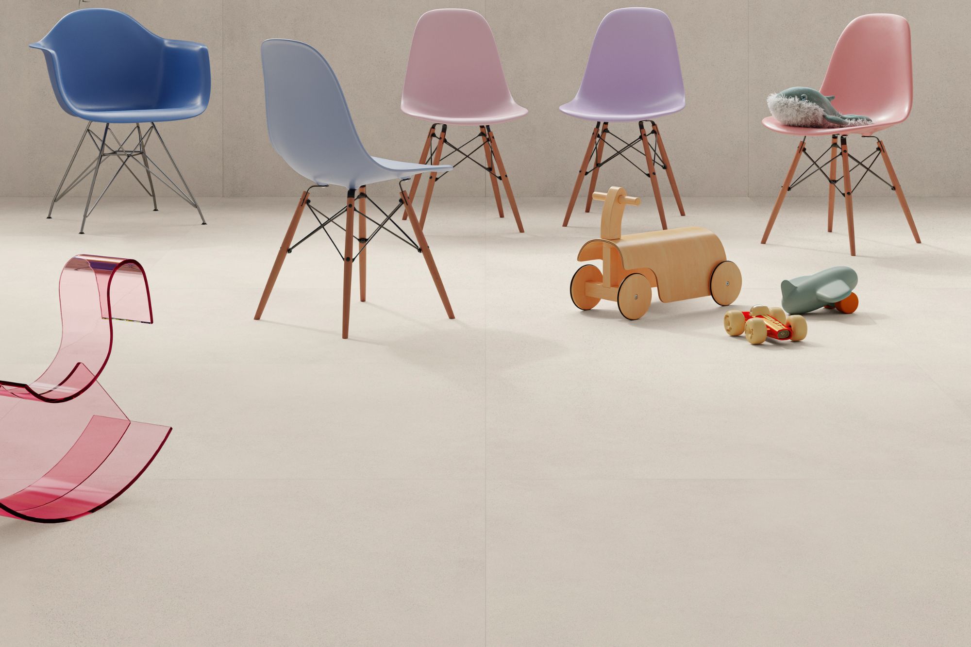 Fliese Betonoptik hellbeige matt kalibriert Sable Cement Sant Agostino