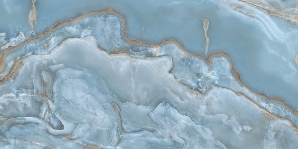 Fliese Achat-Marmoroptik blau "Onice Iride Cobalto" glänzend