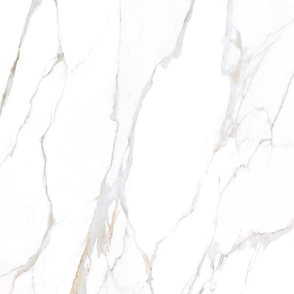 Fliese Marmoroptik weiß gold 120x120 cm marmoriert "Aurora Gold" glänzend rektifiziert