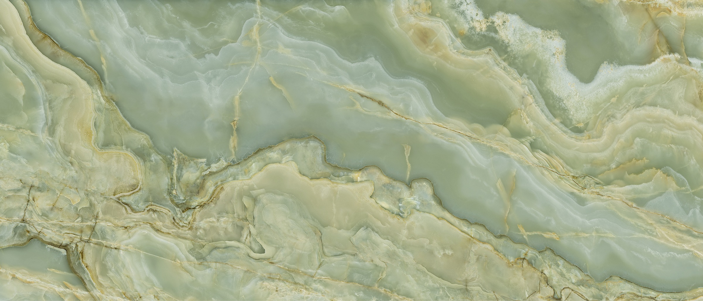 XXL-Fliese Marmoroptik Onice Iride Giada 120x280 cm hellgrün Großformat-Fliese grün La Fabbrica