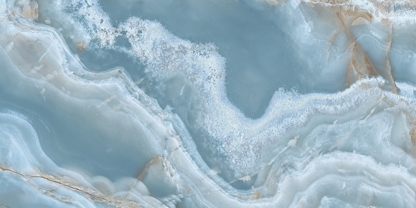 Fliese Achat-Marmoroptik blau "Onice Iride Cobalto" glänzend