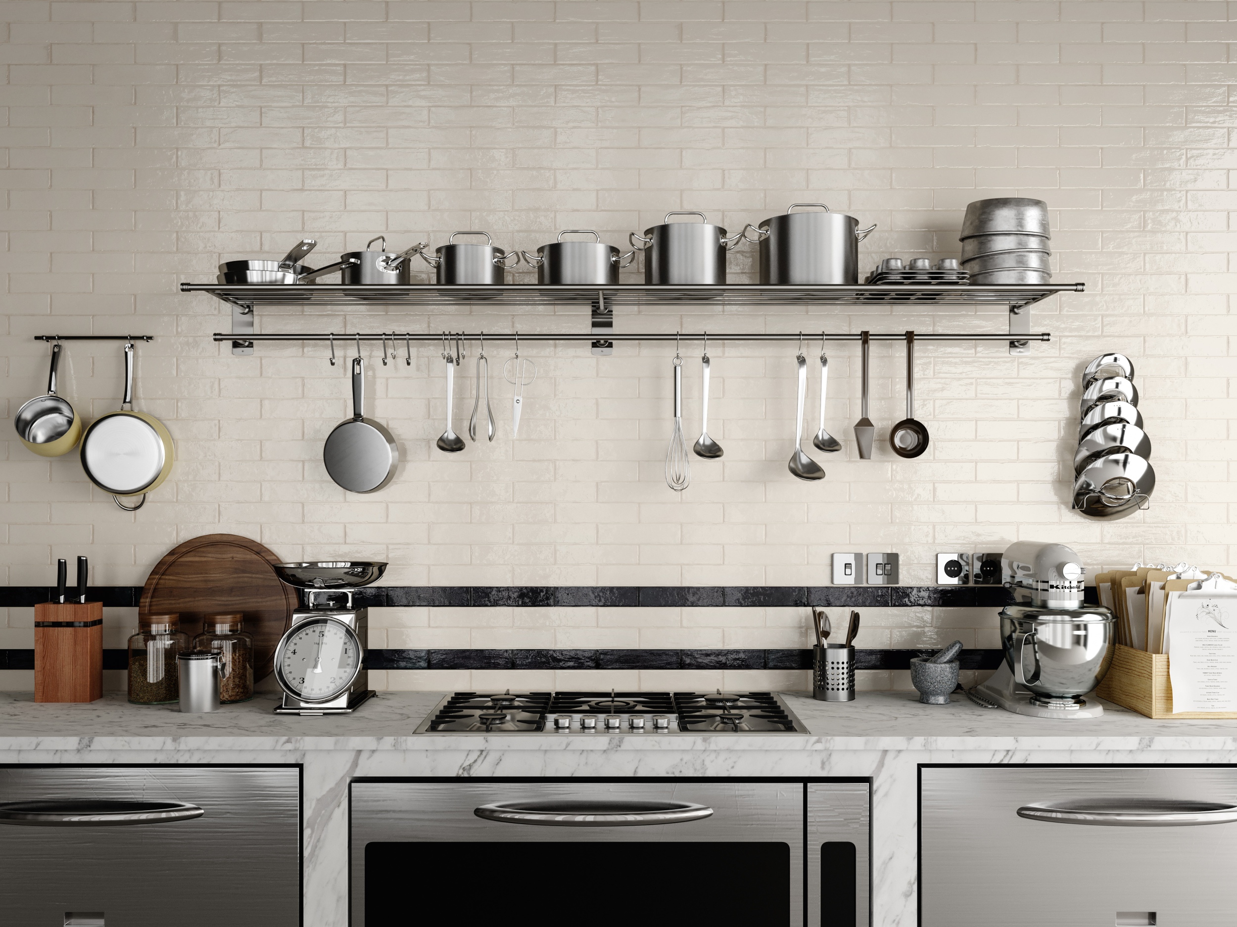 Fliese glasiert unregelmäßige Oberfläche "Tetris White" weiß glänzend 5x20 cm