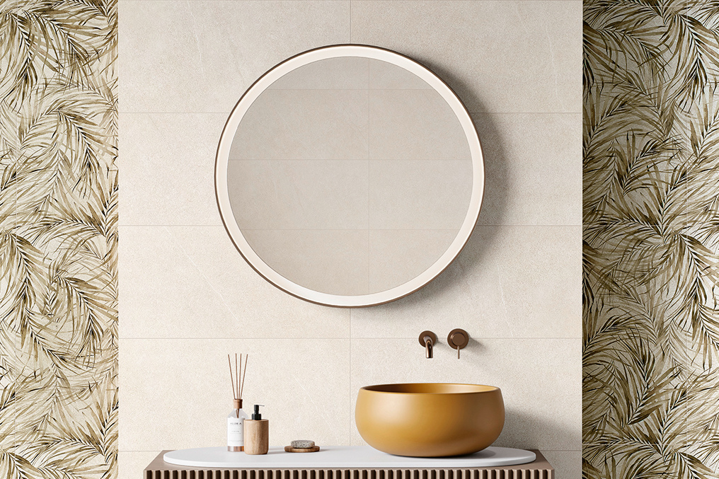 Wandfliese Steinoptik Sense White helles beige 35x100 cm