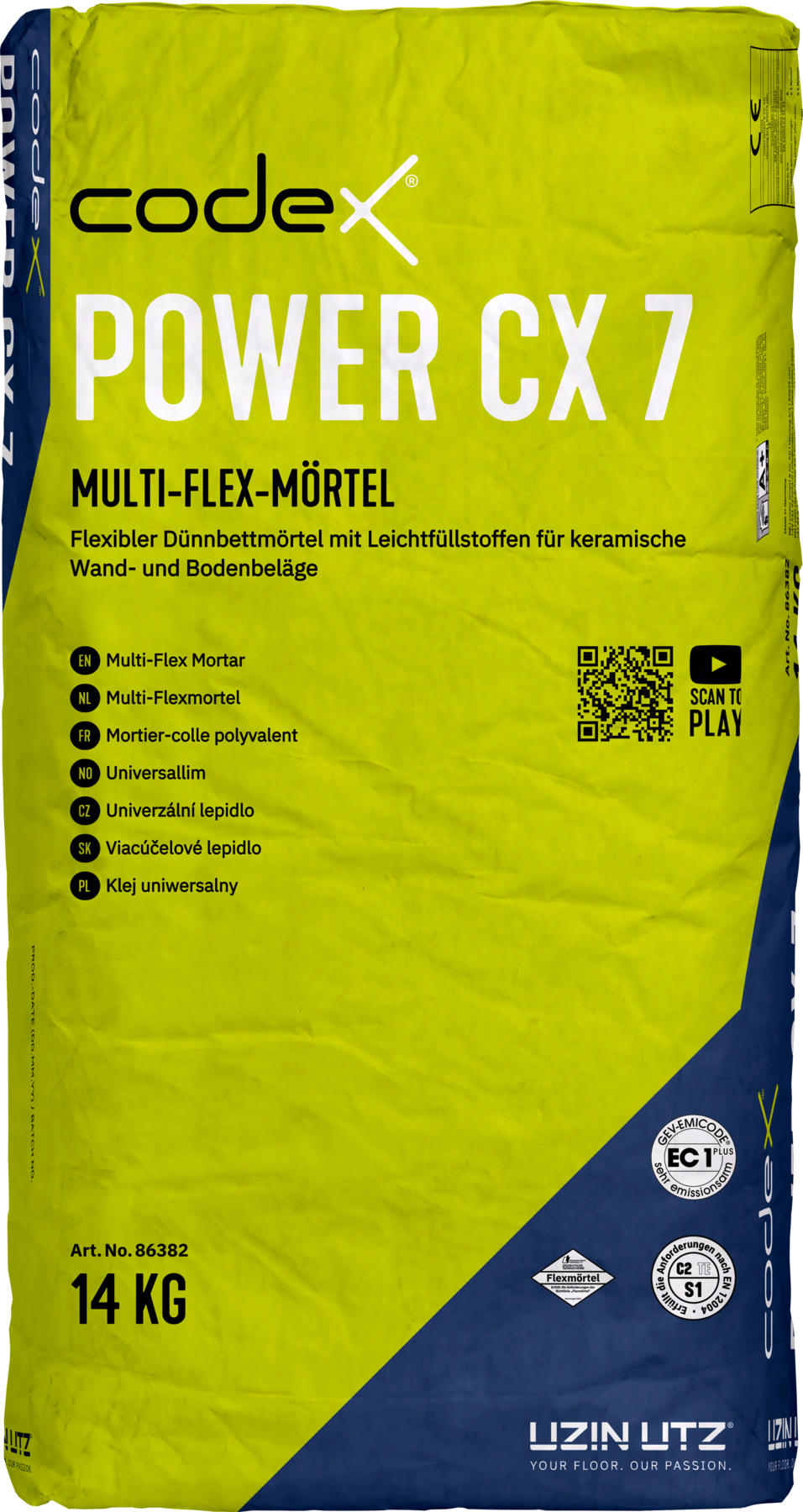 Fliesenkleber 4-in-1 Multikleber "Codex Power CX 7" Flexkleber auch für Großformate 14 kg
