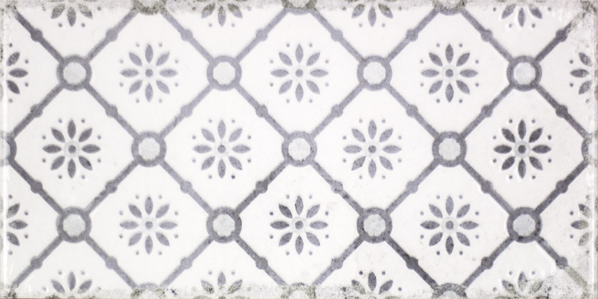 Dekorfliese Mix mediterran Retro Vintage grau glänzend Vita Nebbia Decor Mix Fabresa