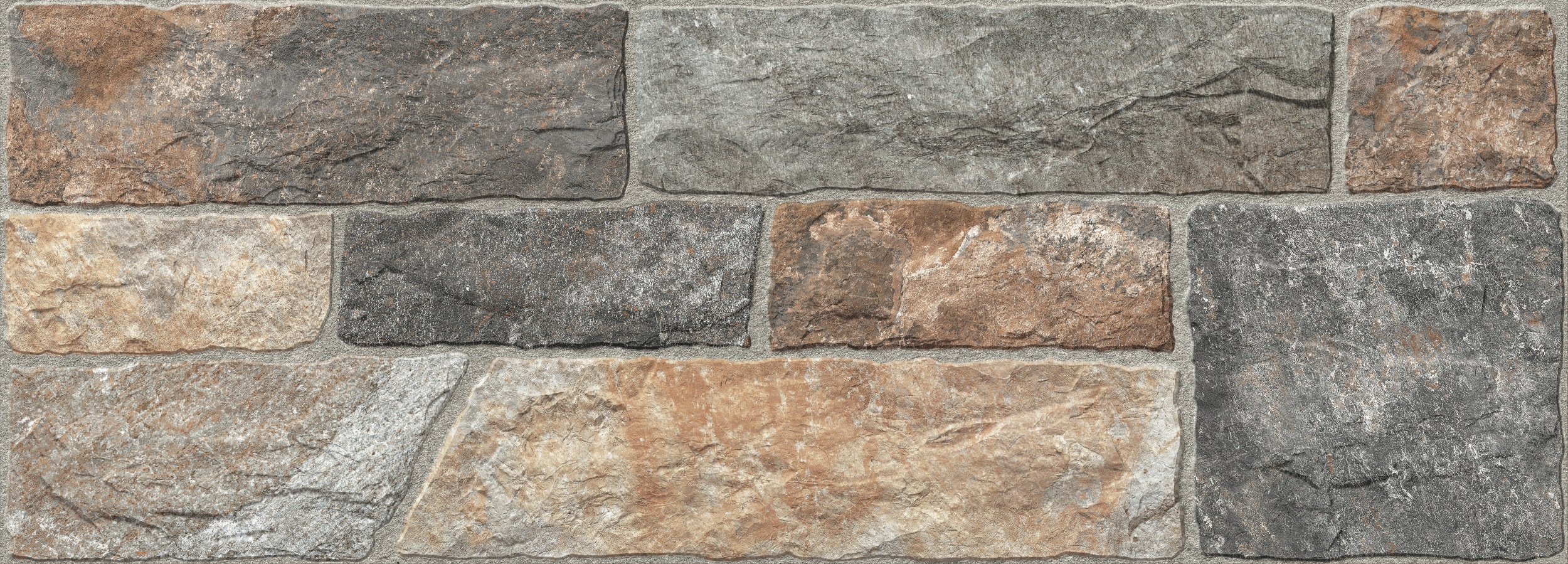 Verblender Fliese Natursteinoptik Maestrat Nature grau-braun 32x89 cm Wandverkleidung Steinoptik für innen & außen