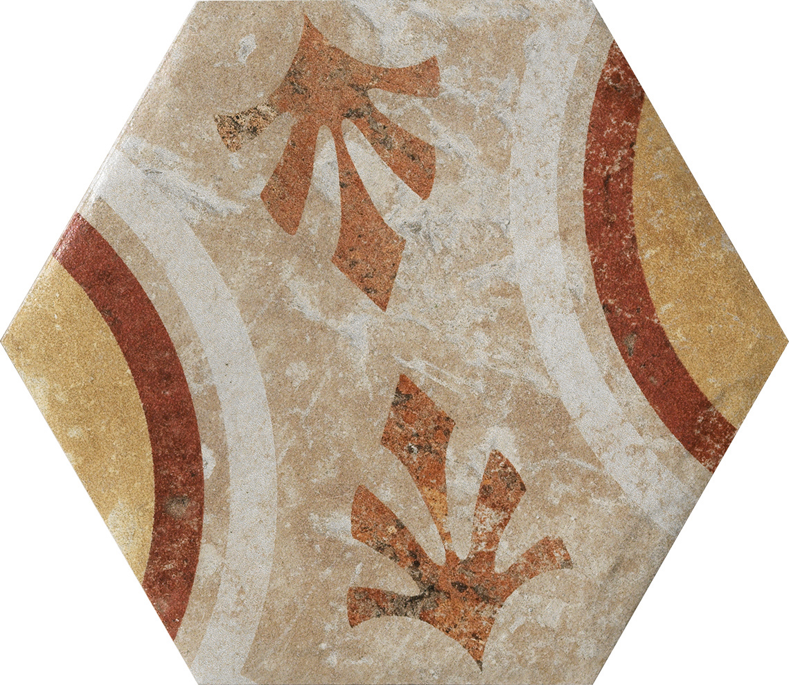 Fliese Dekor Hexagon "Cotto del Campiano Emiliane Mix" 15,8x18,3cm CIR (Farbmischung nach Zufall)