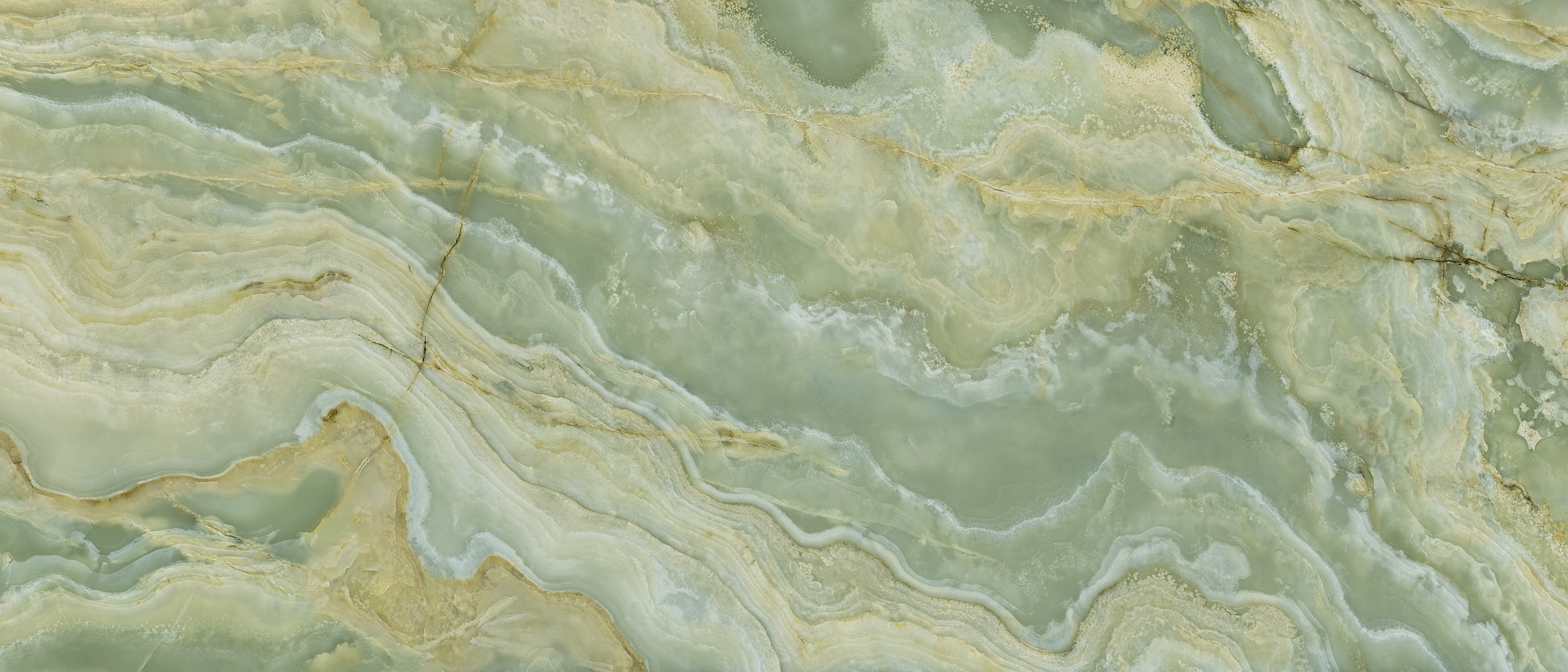 XXL-Fliese Marmoroptik Onice Iride Giada 120x280 cm hellgrün Großformat-Fliese grün La Fabbrica