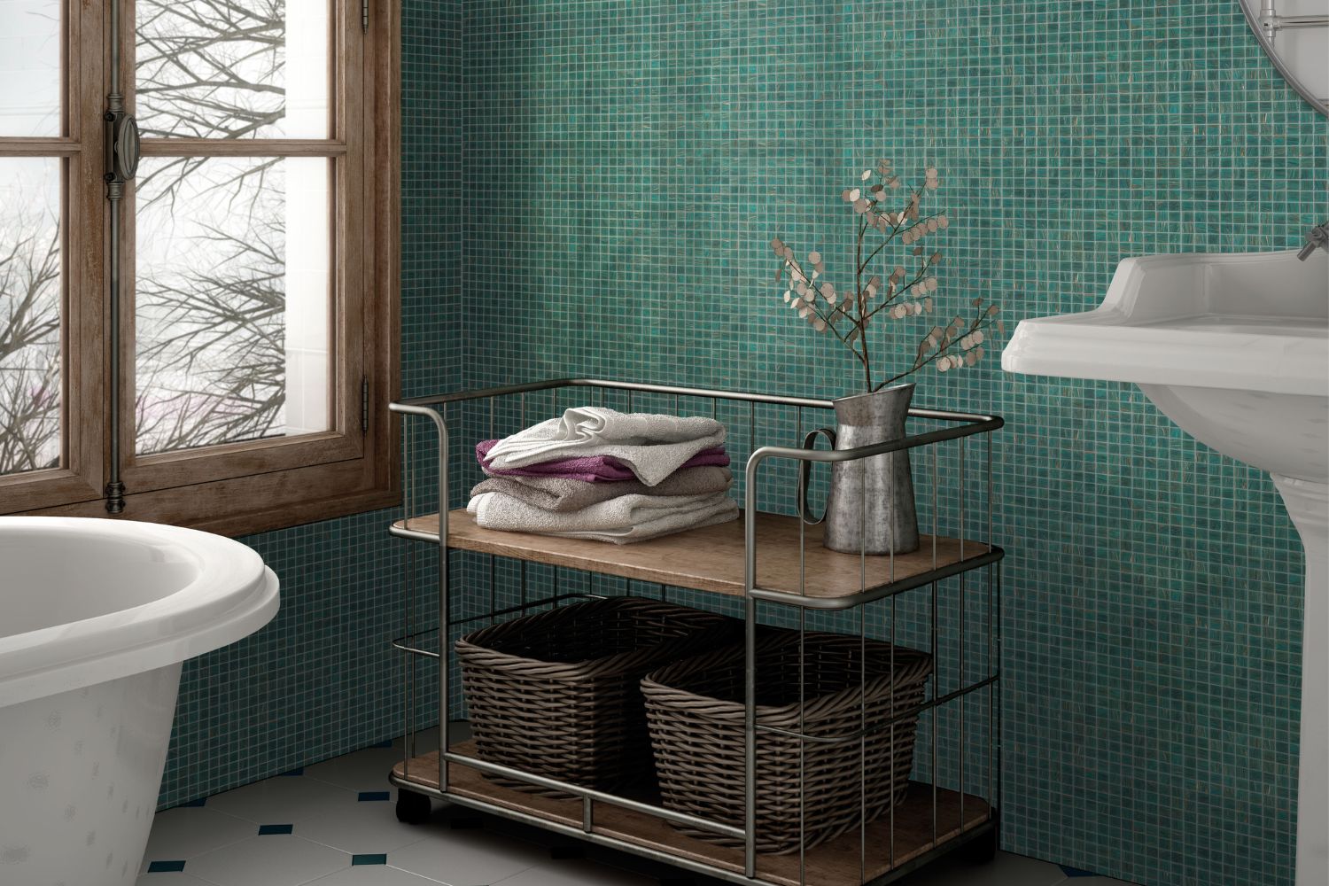 Glasmosaik grün mit Goldschimmer 30,5x30,5 cm