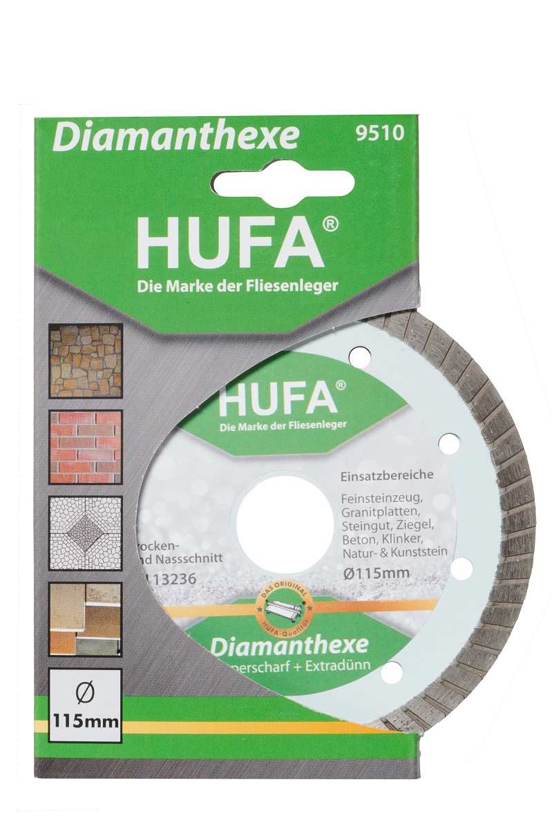 Diamantscheibe Profi 115mm superdünn mit Turbo-Schneidrand Bohrung 22,2mm Hufa