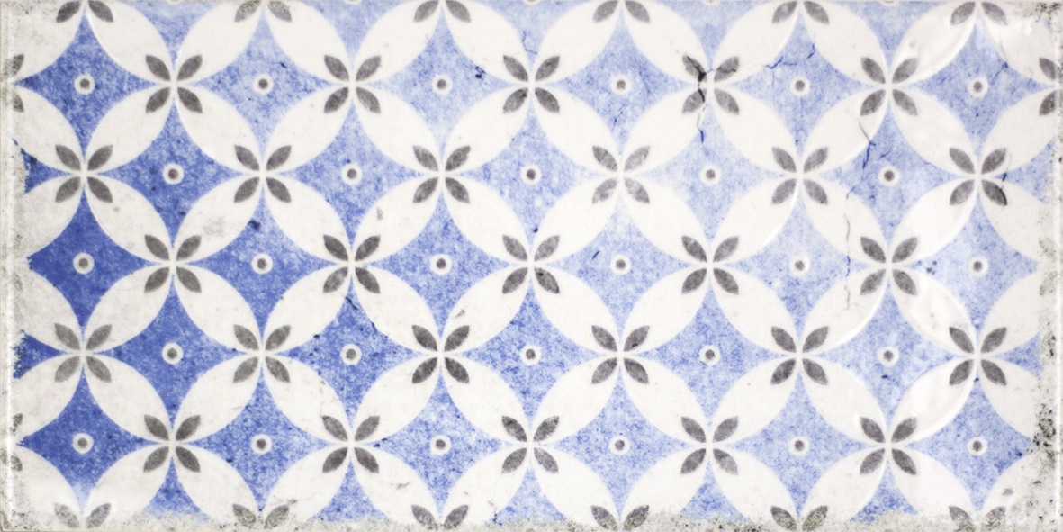 Dekorfliese Mix mediterran Retro Vintage blau glänzend Vita Mare Decor Mix Fabresa