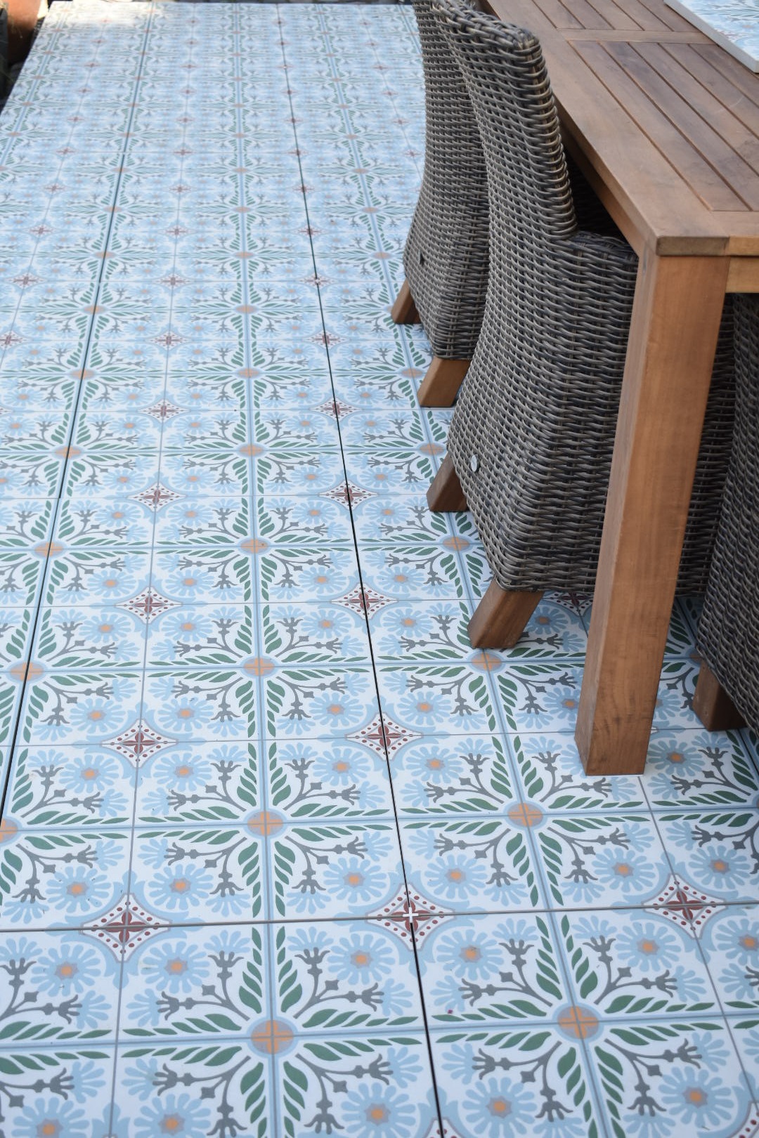 Terrassenplatte Feinsteinzeug Terrassenfliese Patchwork Retro Dekor Olive Altea Olivo Aparici