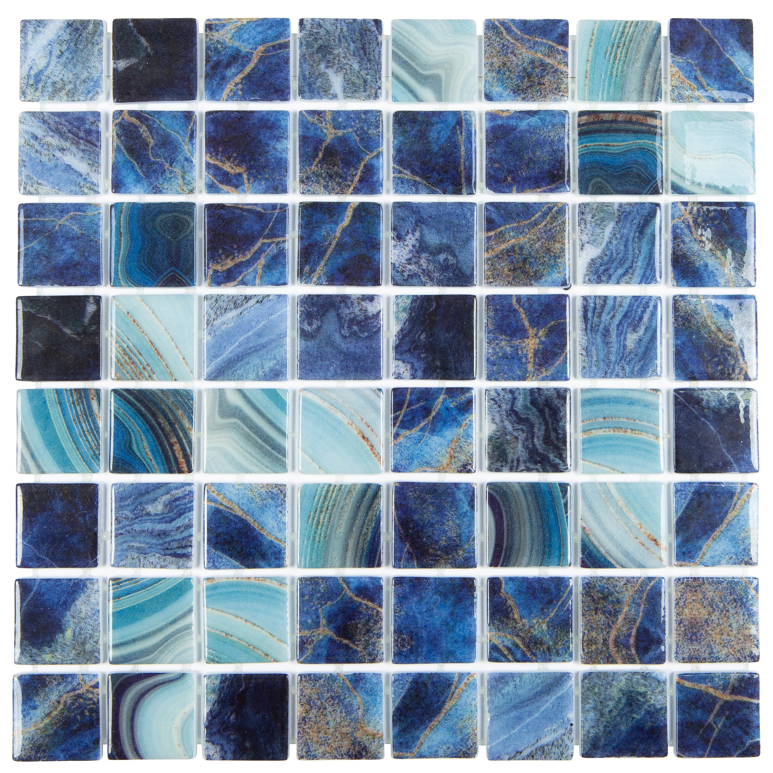 Pool-Mosaik Mosaikfliesen Mosaikmatte blau Achat für Dusche Bad Badezimmer