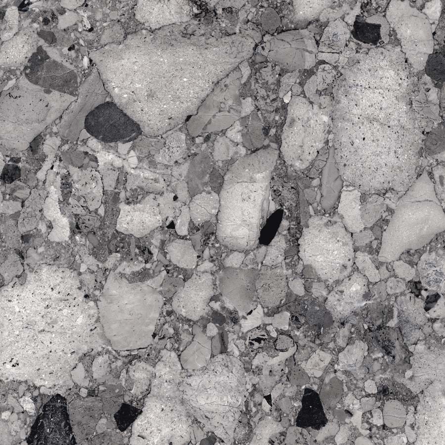 Fliese Terrazzo-Steinoptik dunkelgrau glänzend 60x60 cm "Veni Dark" rektifiziert