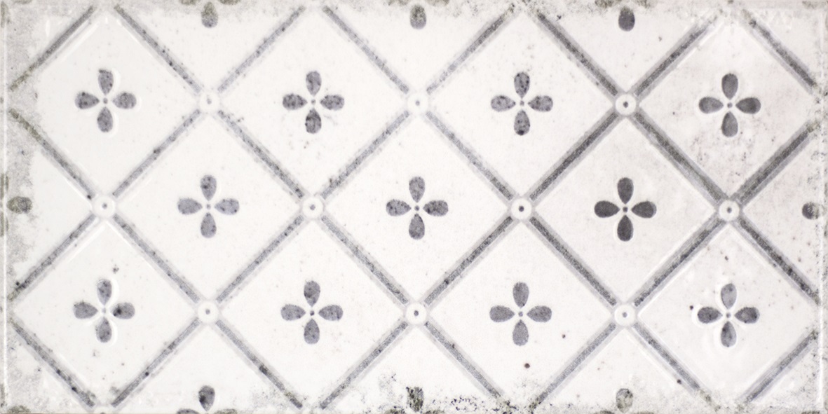 Dekorfliese Mix mediterran Retro Vintage grau glänzend Vita Nebbia Decor Mix Fabresa