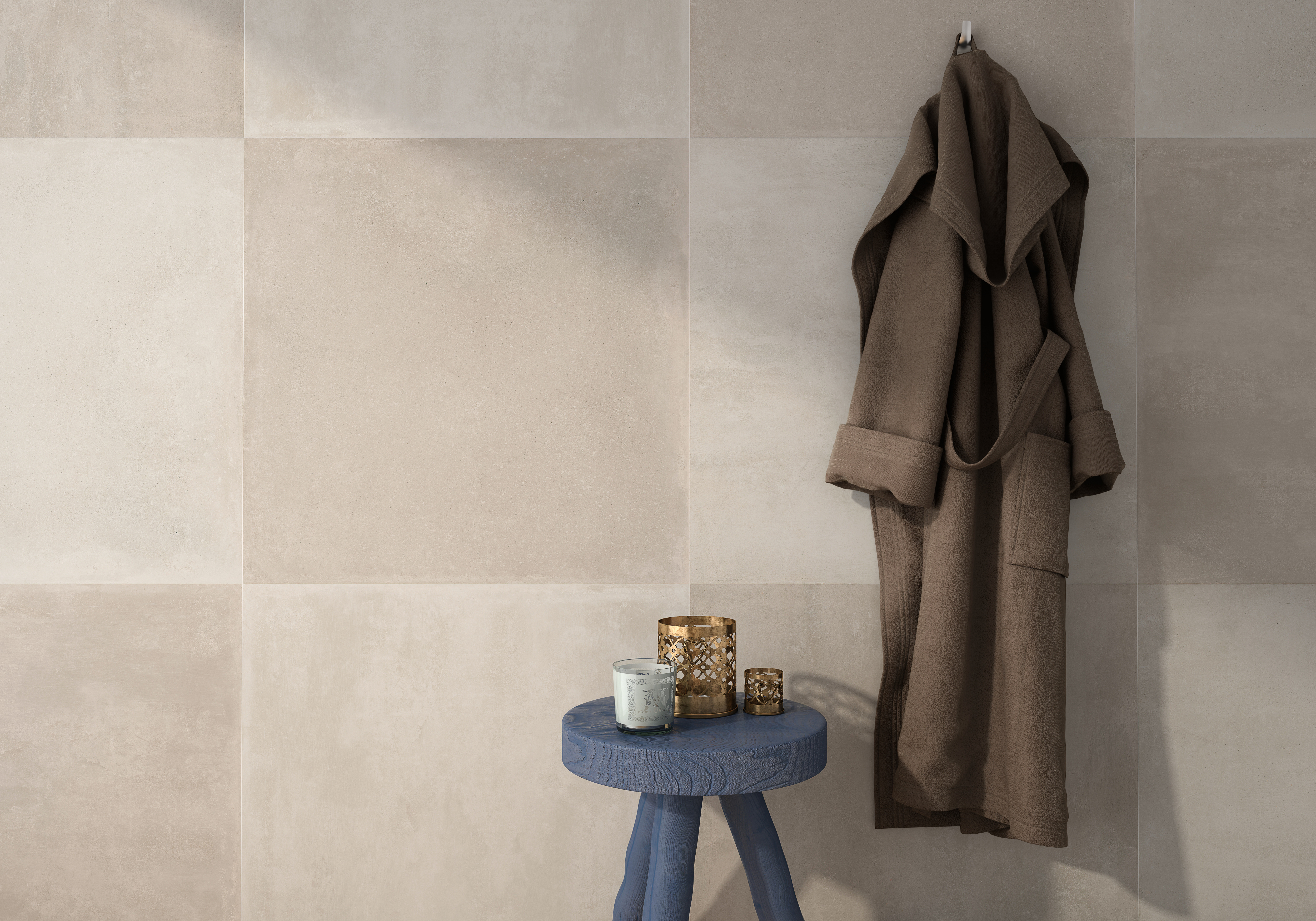 Wandfliese Betonoptik hellbraun Argon Mud braun