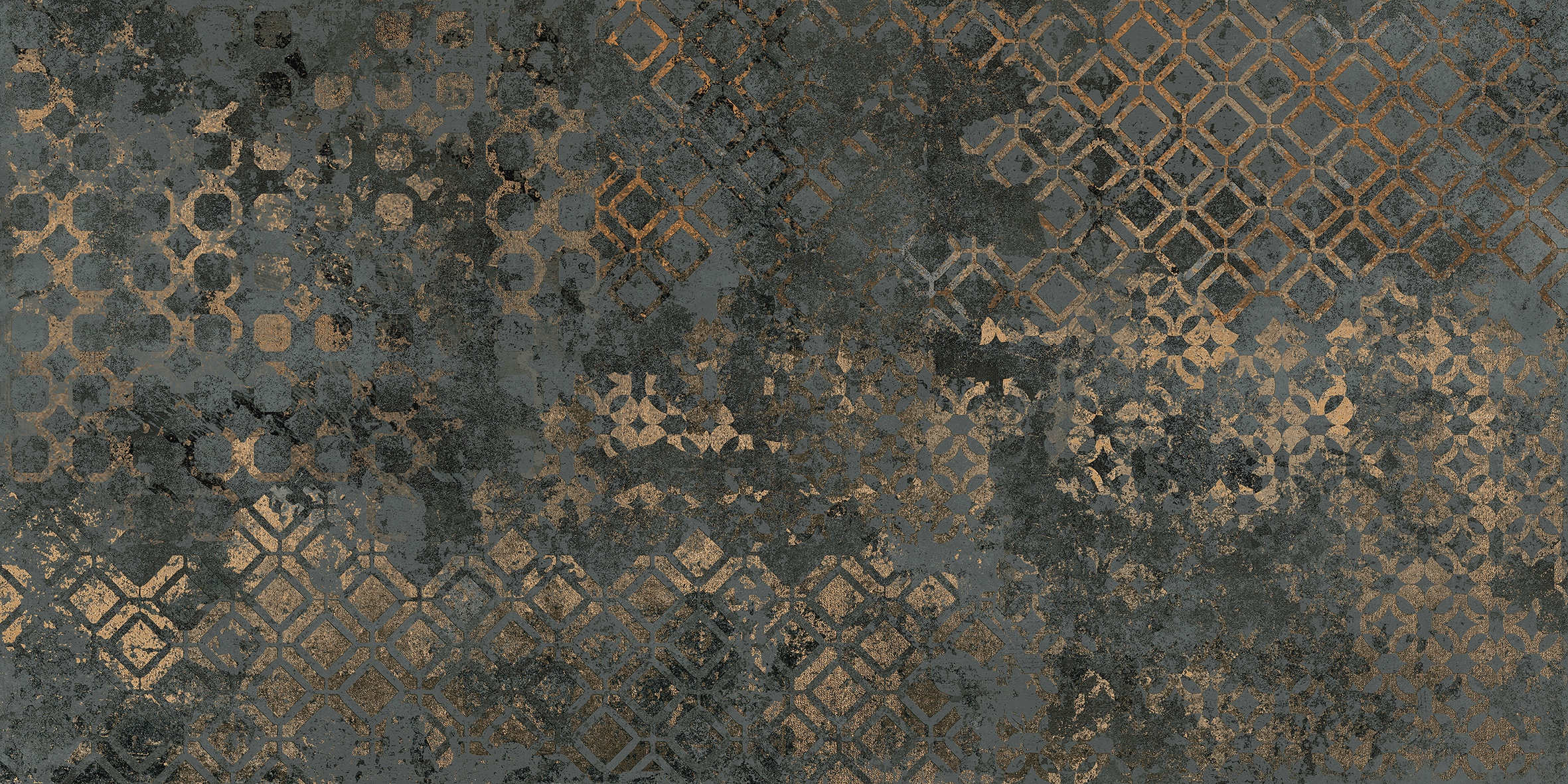 Fliese orientalisch edel Ornamente Affreschi Caravaggio Kupfer-Metallic-Effekt glänzend grau Luxus