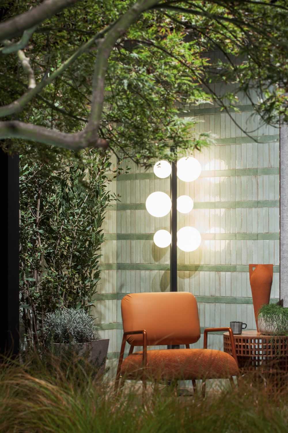 Fliese unregelmäßige Oberfläche 5x20 cm "Tetris Muschio" grün matt