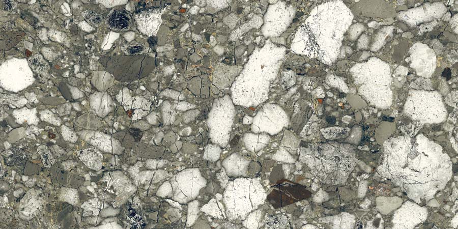 Fliese Terrazzo-Steinoptik grün glänzend 60x120 cm "Veni Emerald" rektifiziert