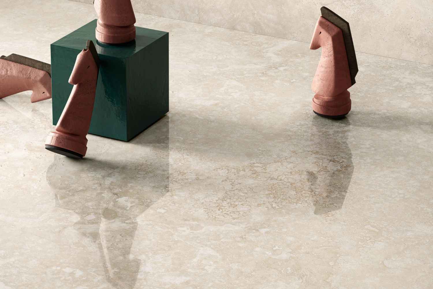 Fliese elegante Travertin-Steinoptik poliert "Invictus Cross Ivory Krystal" rektifiziert