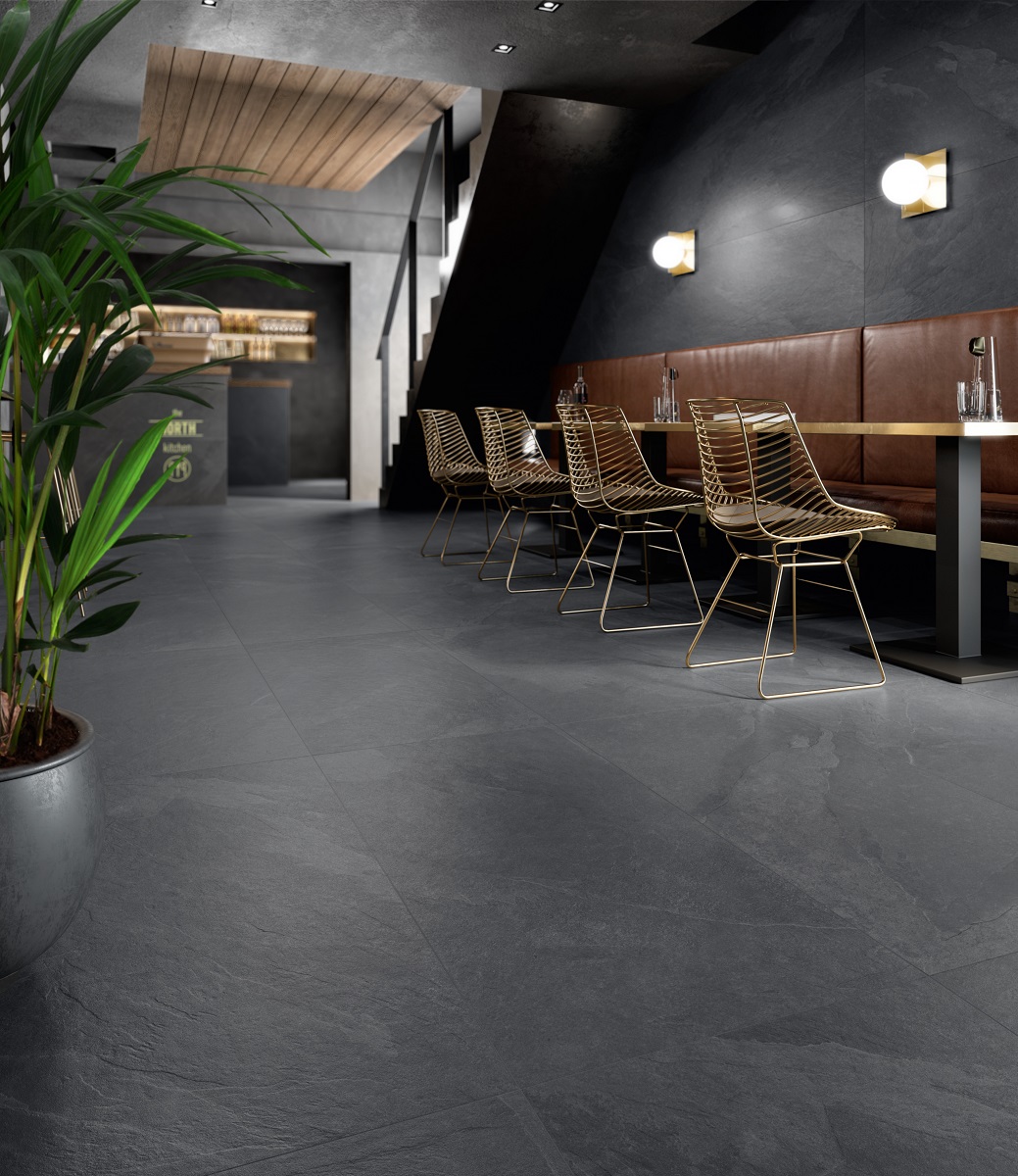 Fliese Steinoptik schwarz Unionstone Mustang Sant Agostino