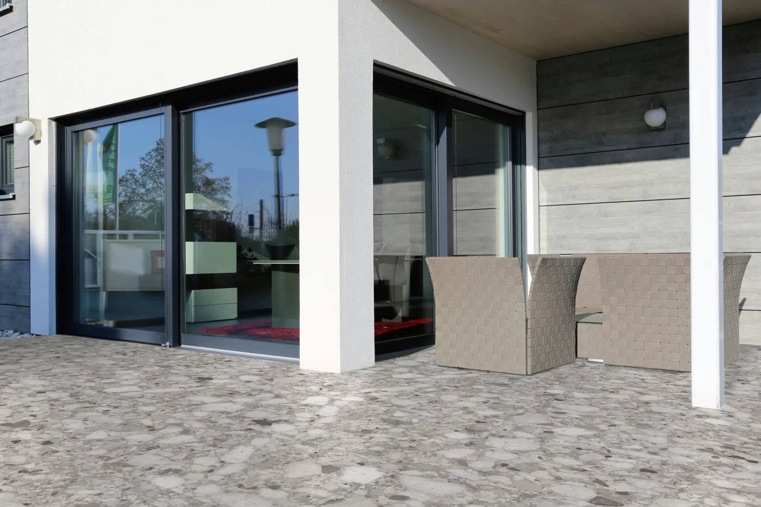 Terrassenplatte Terrazzo-Steinoptik "Venistone Grey" Grau