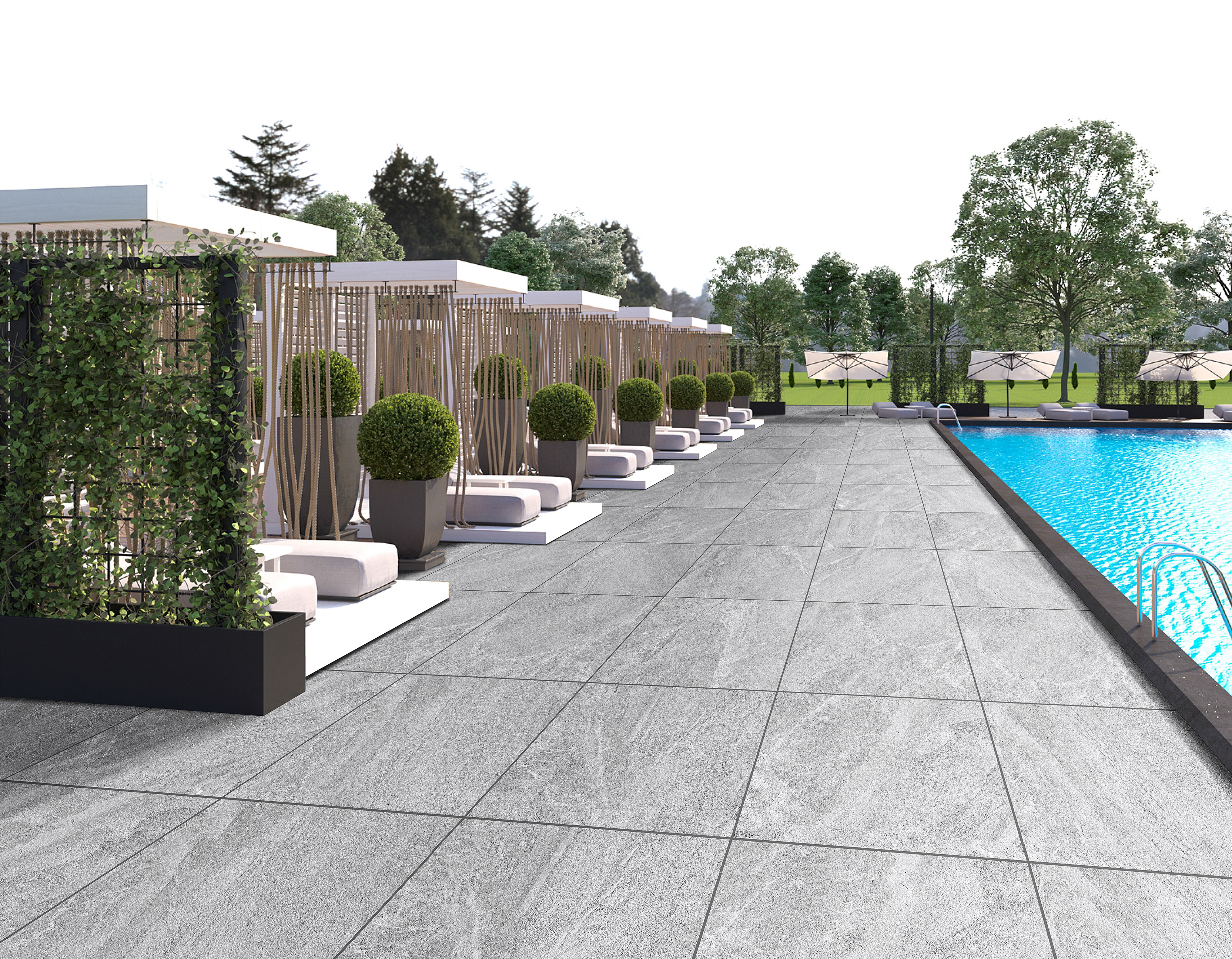 Terrassenplatte Restposten Steinoptik 60x60 cm grau "Nevada Gris" Feinsteinzeug Höhe 2 cm