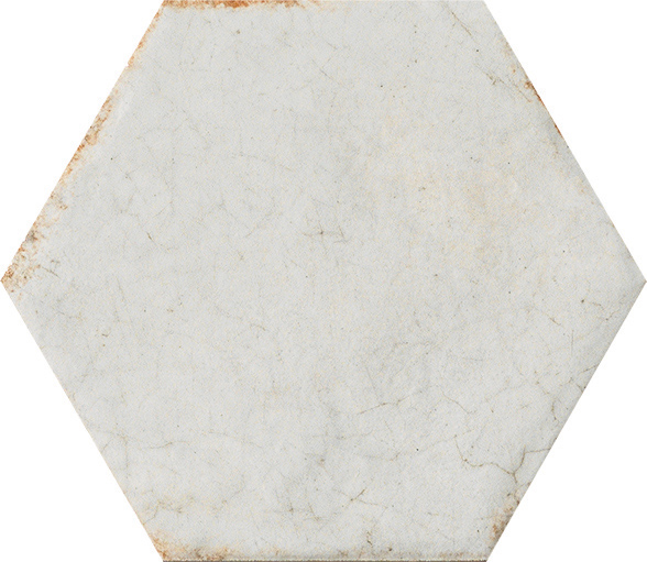 Fliese Hexagon Vintage Shabby "Cotto del Campiano Bianco Antico" 15,8x15,8cm CIR weiß